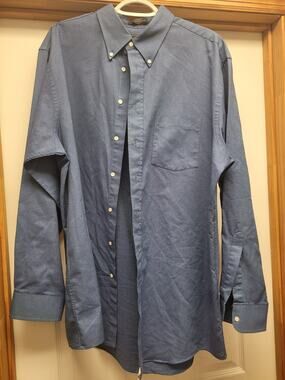 The Arrow Company Oxford Blue Button Front Dress Shirt USA Made Men's Large L